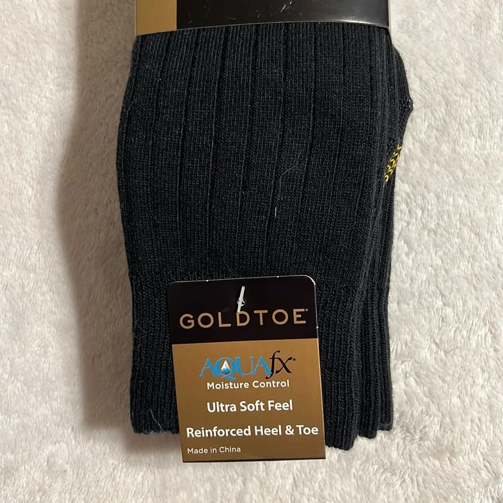 Gold Toe Men's Black and Gold Casual Socks. Sizes L 6-12